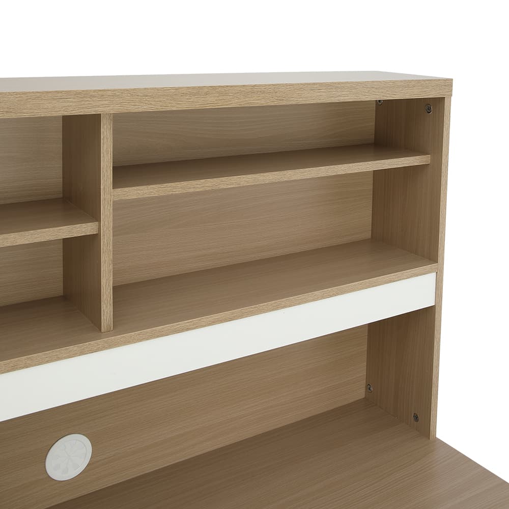 โต๊ะทำงานพร้อมชั้นวาง รุ่นมินิโอ - สีธรรมชาติ/ขาว