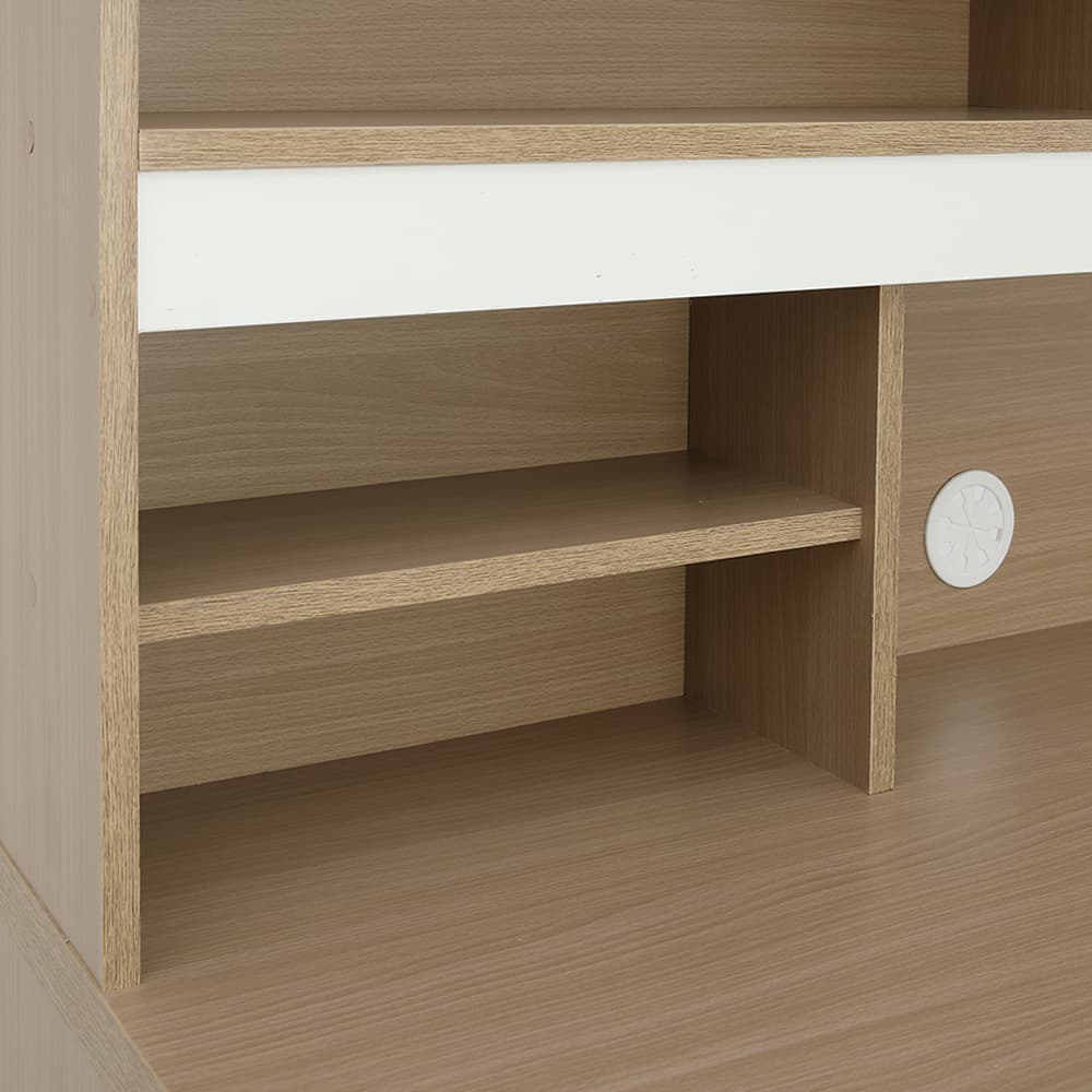 โต๊ะทำงานพร้อมชั้นวาง รุ่นมินิโอ - สีธรรมชาติ/ขาว