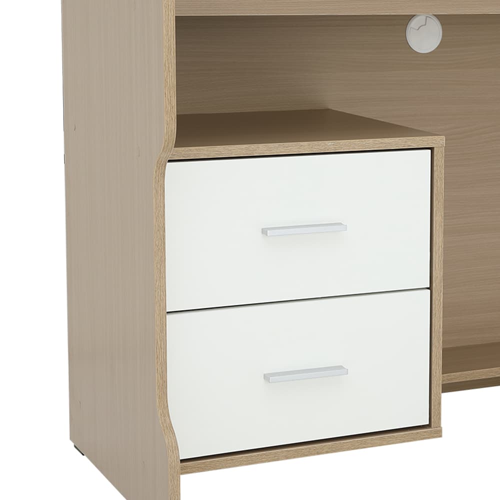 โต๊ะทำงานพร้อมชั้นวาง รุ่นมินิโอ - สีธรรมชาติ/ขาว