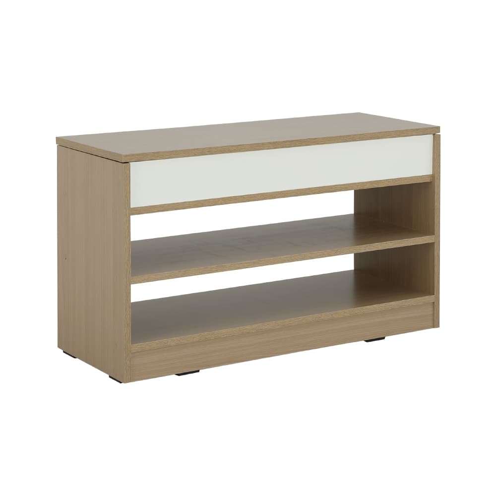 ตู้รองเท้า 2 ชั้น รุ่นมินิโอ - สีธรรมชาติ/ขาว