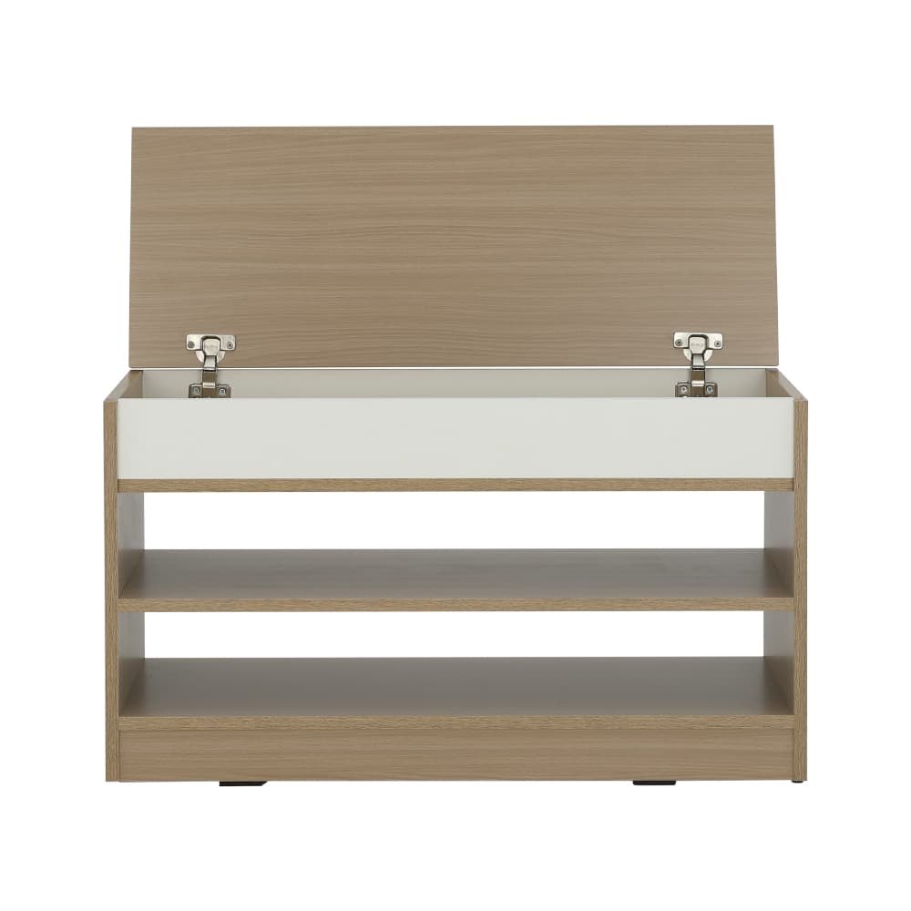 ตู้รองเท้า 2 ชั้น รุ่นมินิโอ - สีธรรมชาติ/ขาว