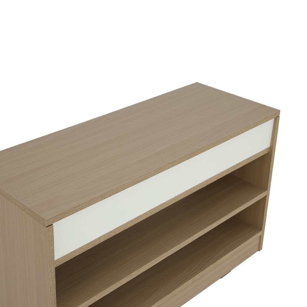 ตู้รองเท้า 2 ชั้น รุ่นมินิโอ - สีธรรมชาติ/ขาว