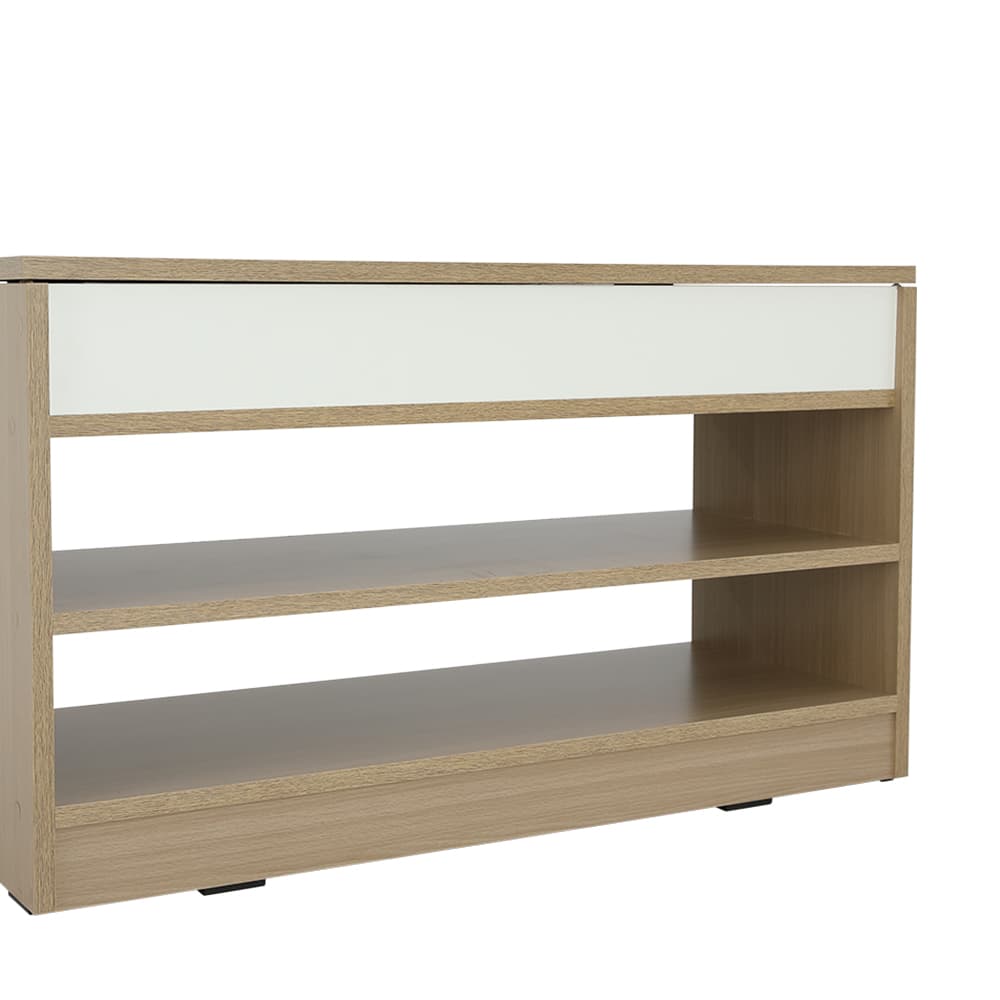 ตู้รองเท้า 2 ชั้น รุ่นมินิโอ - สีธรรมชาติ/ขาว