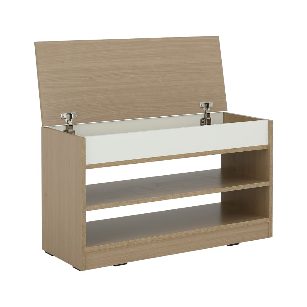 ตู้รองเท้า 2 ชั้น รุ่นมินิโอ - สีธรรมชาติ/ขาว