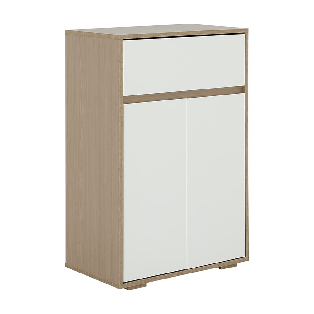 ตู้รองเท้าพร้อมลิ้นชัก รุ่นมินิโอ - สีธรรมชาติ/ขาว