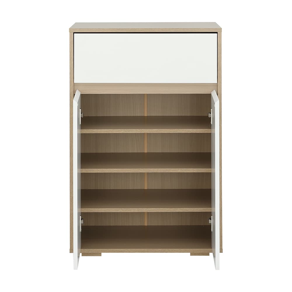 ตู้รองเท้าพร้อมลิ้นชัก รุ่นมินิโอ - สีธรรมชาติ/ขาว