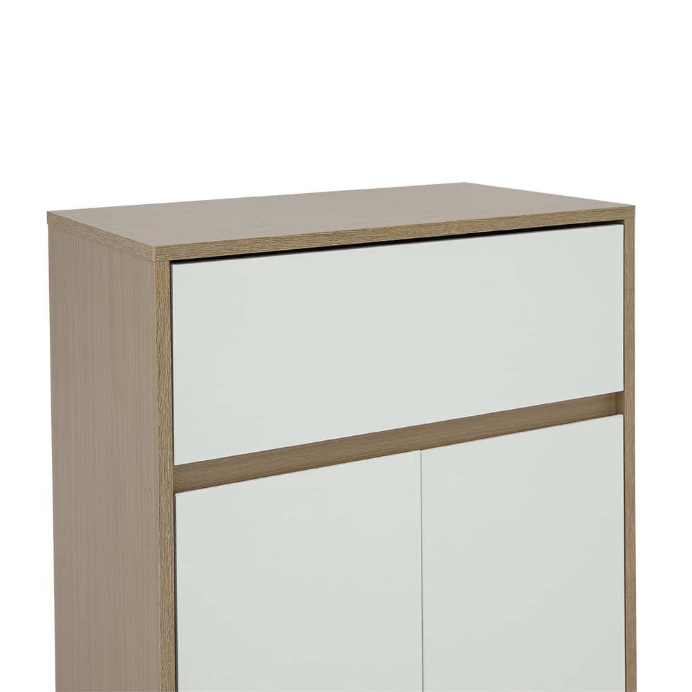 ตู้รองเท้าพร้อมลิ้นชัก รุ่นมินิโอ - สีธรรมชาติ/ขาว