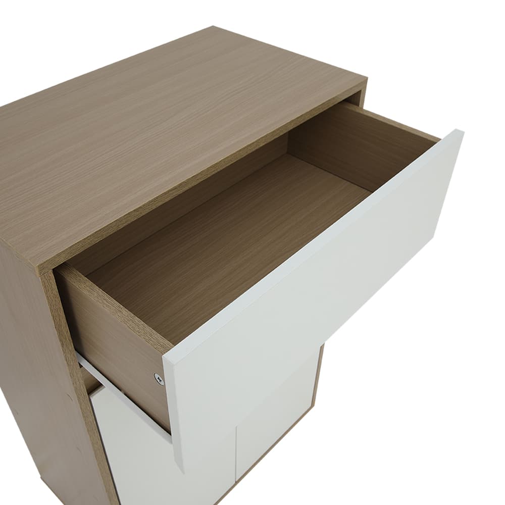 ตู้รองเท้าพร้อมลิ้นชัก รุ่นมินิโอ - สีธรรมชาติ/ขาว