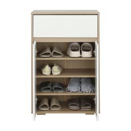 ตู้รองเท้าพร้อมลิ้นชัก รุ่นมินิโอ - สีธรรมชาติ/ขาว