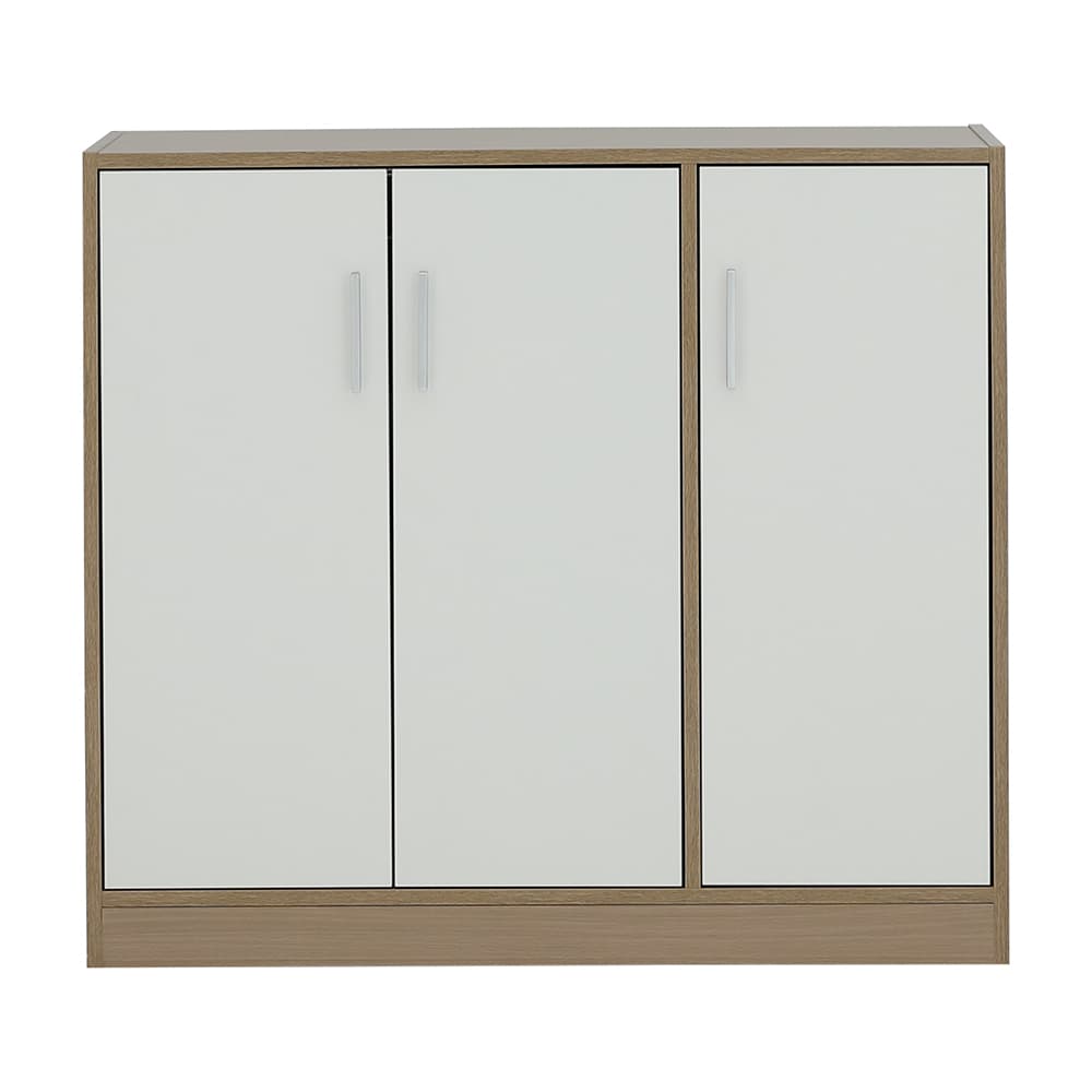 ตู้รองเท้า 3 บาน รุ่นมินิโอ ขนาด 90 ซม. - สีธรรมชาติ/ขาว