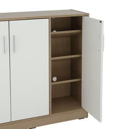 ตู้รองเท้า 3 บาน รุ่นมินิโอ ขนาด 90 ซม. - สีธรรมชาติ/ขาว