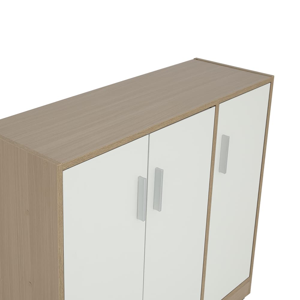 ตู้รองเท้า 3 บาน รุ่นมินิโอ ขนาด 90 ซม. - สีธรรมชาติ/ขาว