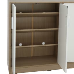 ตู้รองเท้า 3 บาน รุ่นมินิโอ ขนาด 90 ซม. - สีธรรมชาติ/ขาว