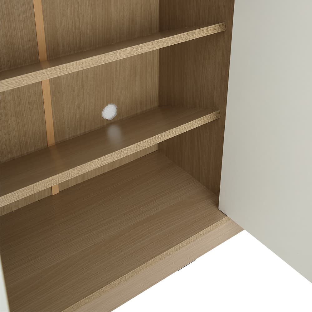 ตู้รองเท้า 3 บาน รุ่นมินิโอ ขนาด 90 ซม. - สีธรรมชาติ/ขาว