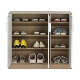ตู้รองเท้า 3 บาน รุ่นมินิโอ ขนาด 90 ซม. - สีธรรมชาติ/ขาว