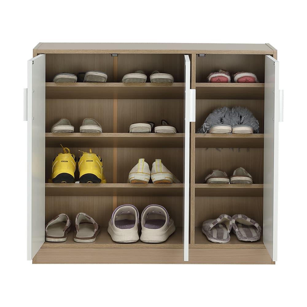 ตู้รองเท้า 3 บาน รุ่นมินิโอ ขนาด 90 ซม. - สีธรรมชาติ/ขาว