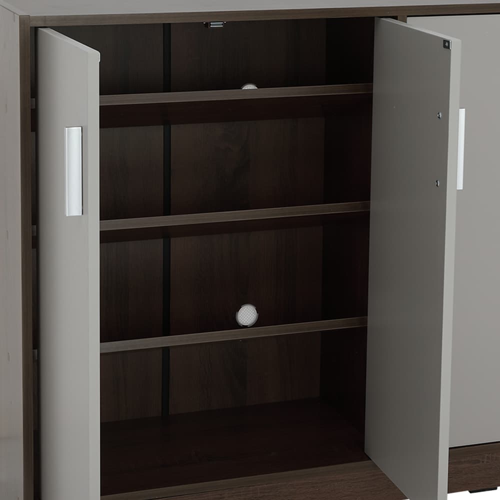 ตู้รองเท้า 3 บาน รุ่นมินิโอ ขนาด 90 ซม. - สีวอลนัท/เทา