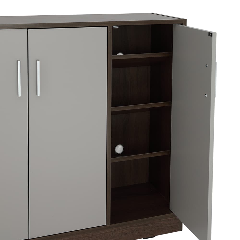 ตู้รองเท้า 3 บาน รุ่นมินิโอ ขนาด 90 ซม. - สีวอลนัท/เทา