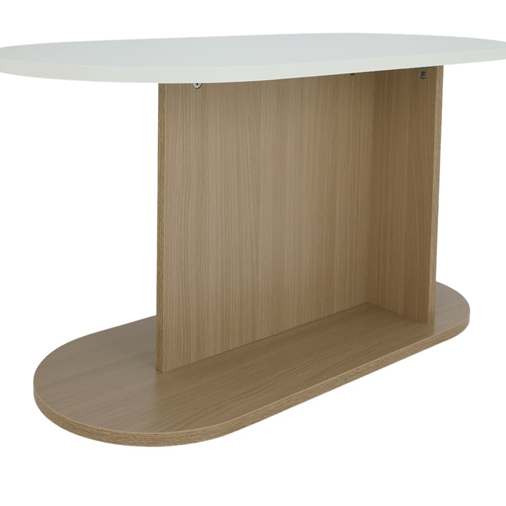 โต๊ะกลางท็อปรูปไข่ รุ่นมีอา ขนาด 80 ซม. - สีธรรมชาติ/ขาว