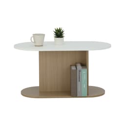 โต๊ะกลางท็อปรูปไข่ รุ่นมีอา ขนาด 80 ซม. - สีธรรมชาติ/ขาว