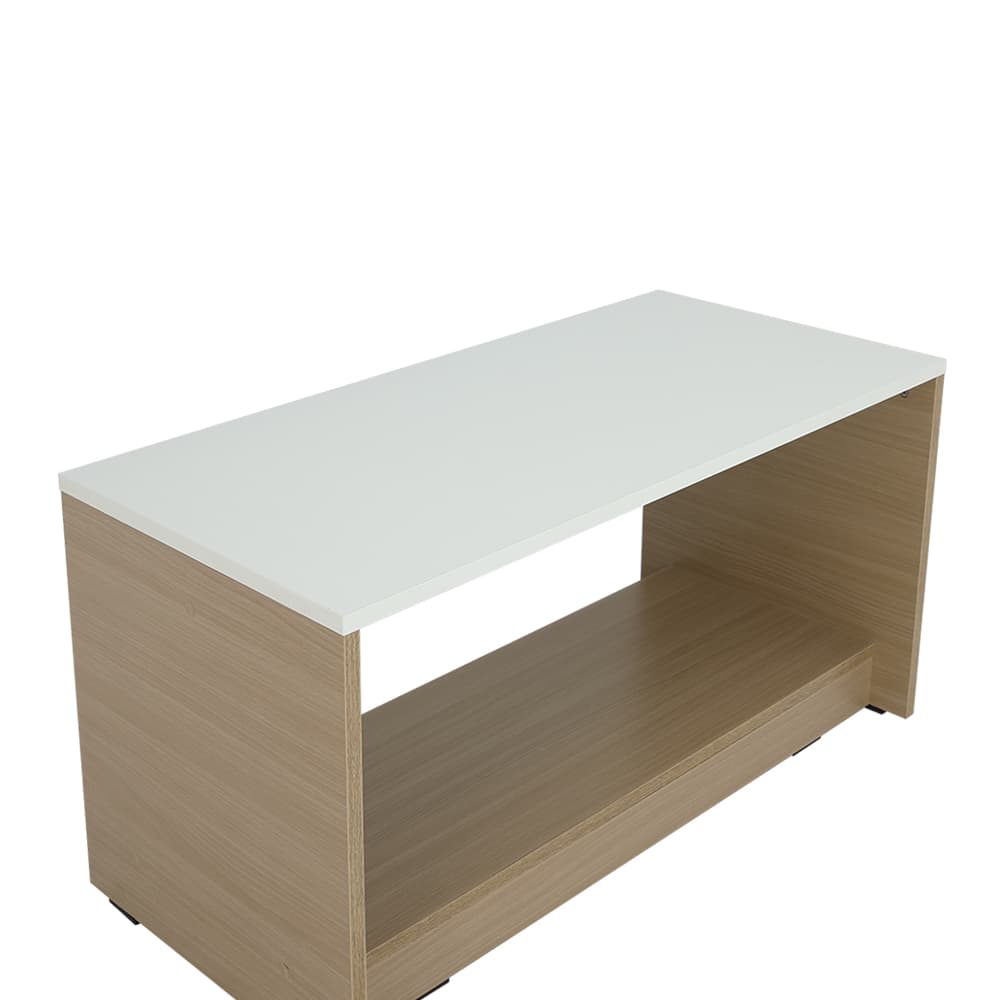 โต๊ะกลางท็อปเหลี่ยม รุ่นมีอา ขนาด 80 ซม. - สีธรรมชาติ/ขาว