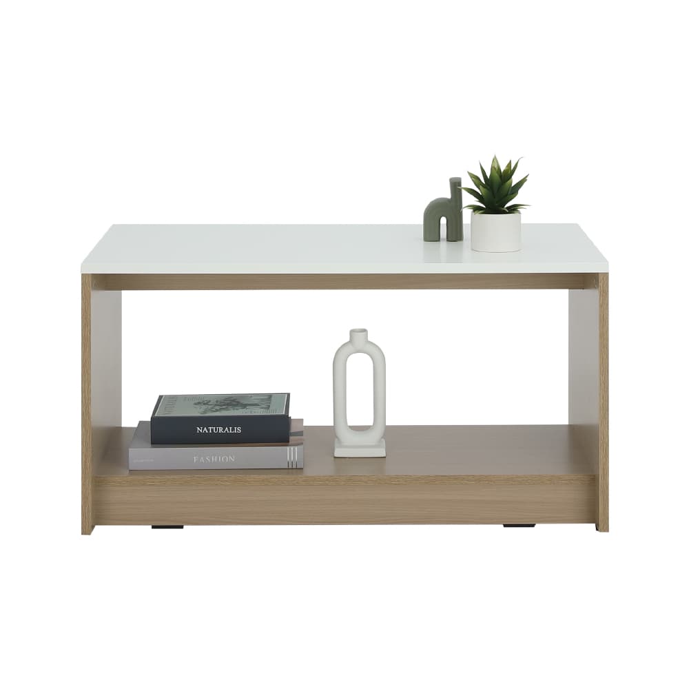 โต๊ะกลางท็อปเหลี่ยม รุ่นมีอา ขนาด 80 ซม. - สีธรรมชาติ/ขาว