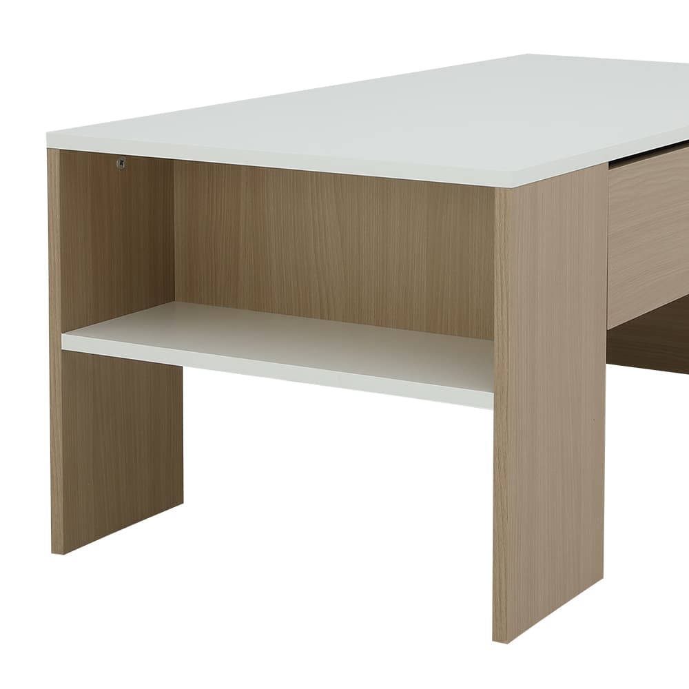 โต๊ะกลางพร้อมลิ้นชัก รุ่นมาเรีย ขนาด 100 ซม. - สีธรรมชาติ/ขาว