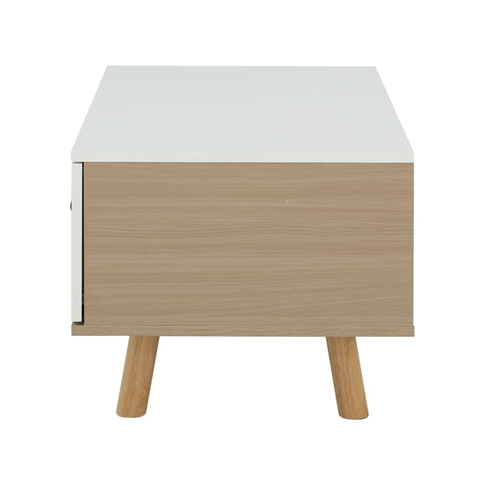 โต๊ะกลางท็อปเหลี่ยมพร้อมลิ้นชัก รุ่นมาเรีย ขนาด 100 ซม. - สีธรรมชาติ/ขาว