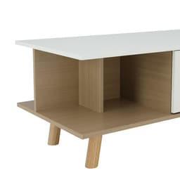 โต๊ะกลางท็อปเหลี่ยมพร้อมลิ้นชัก รุ่นมาเรีย ขนาด 100 ซม. - สีธรรมชาติ/ขาว