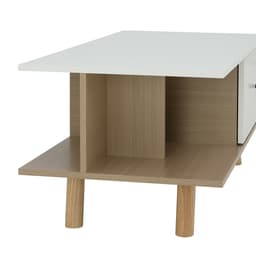 โต๊ะกลางท็อปเหลี่ยมพร้อมลิ้นชัก รุ่นมาเรีย ขนาด 100 ซม. - สีธรรมชาติ/ขาว