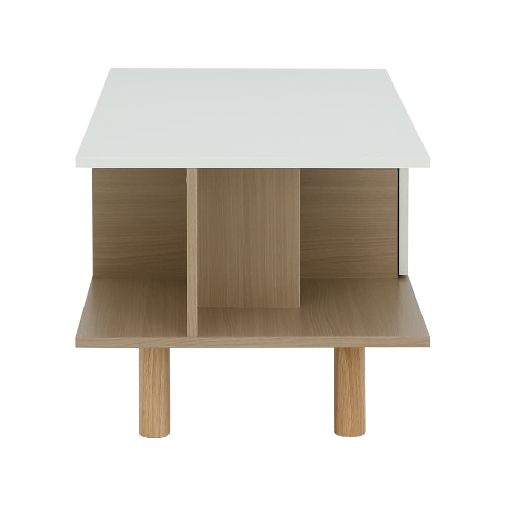 โต๊ะกลางท็อปเหลี่ยมพร้อมลิ้นชัก รุ่นมาเรีย ขนาด 100 ซม. - สีธรรมชาติ/ขาว