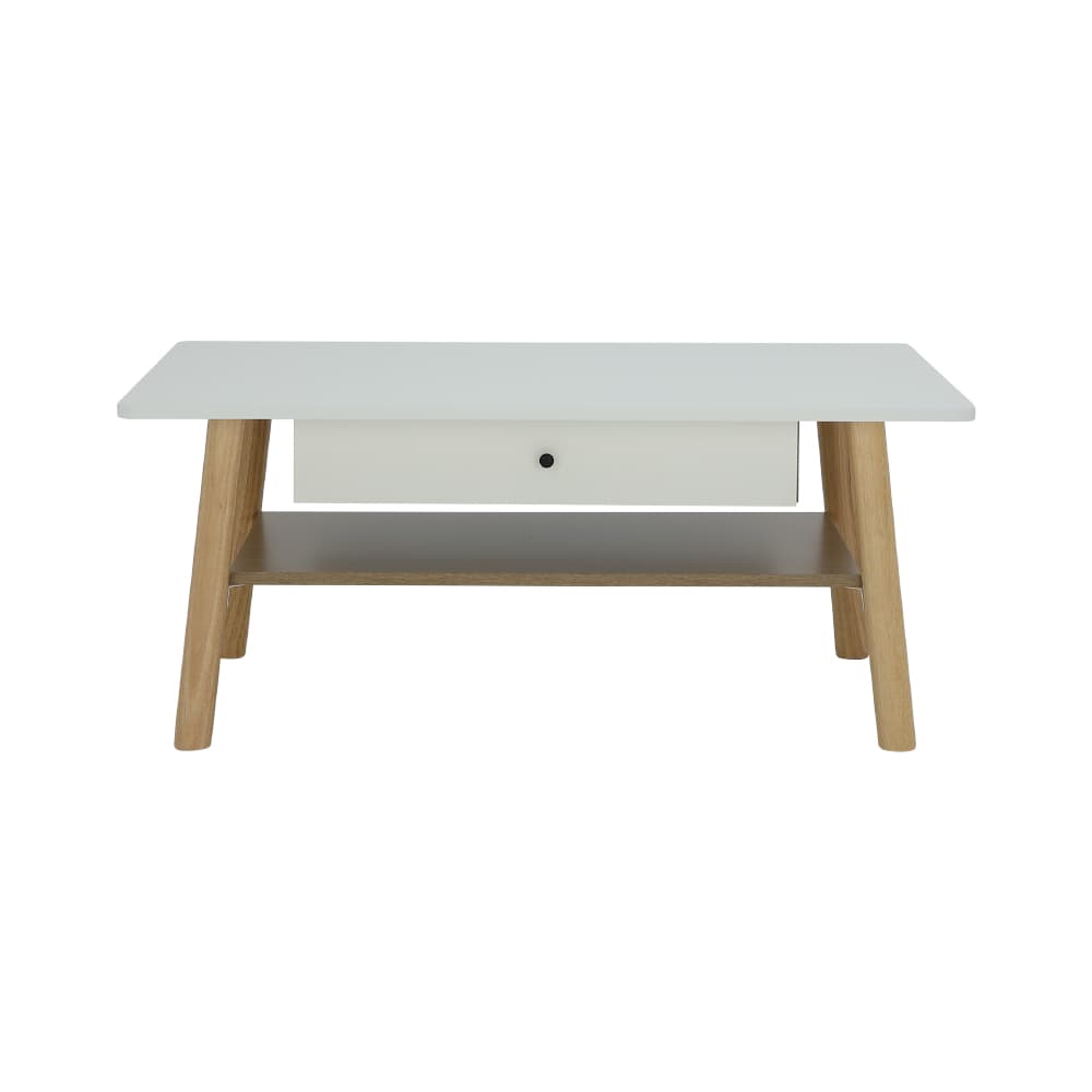 โต๊ะกลางท็อปโค้งพร้อมลิ้นชัก รุ่นมาเรีย - สีธรรมชาติ/ขาว