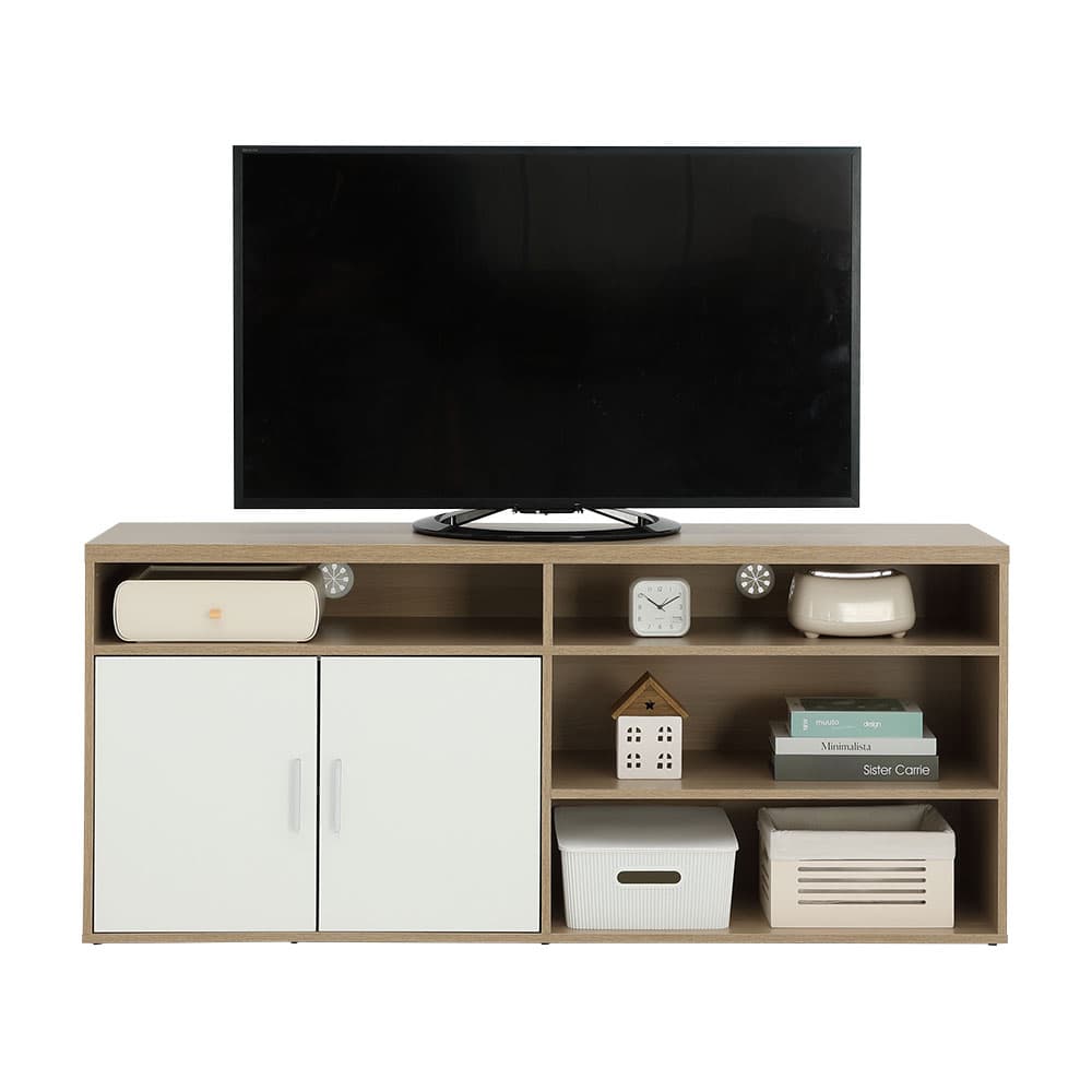 ตู้วางทีวี 2 บาน รุ่นมินิโอ ขนาด 150 ซม. - สีธรรมชาติ/ขาว