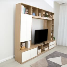 ชุดโฮมเอ็นเตอร์เทนเมนท์ รุ่นมินิโอ ขนาด 240 ซม. - สีธรรมชาติ/ขาว