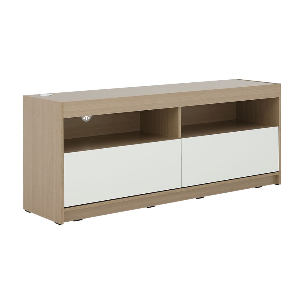 ตู้วางทีวี 2 ลิ้นชัก รุ่นมินิโอ ขนาด 150 ซม. - สีธรรมชาติ/ขาว