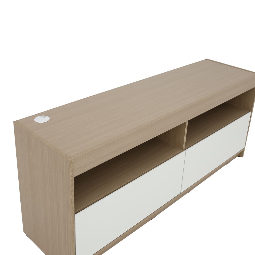 ตู้วางทีวี 2 ลิ้นชัก รุ่นมินิโอ ขนาด 150 ซม. - สีธรรมชาติ/ขาว