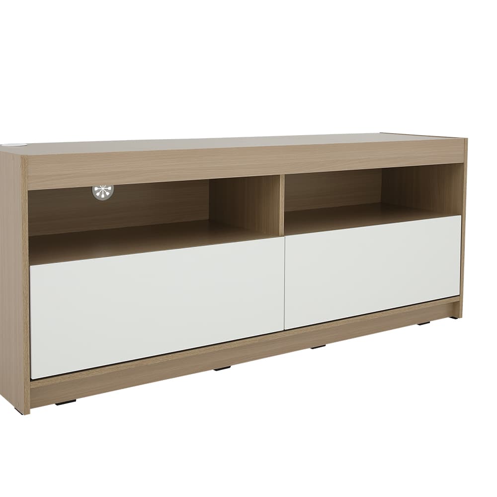 ตู้วางทีวี 2 ลิ้นชัก รุ่นมินิโอ ขนาด 150 ซม. - สีธรรมชาติ/ขาว