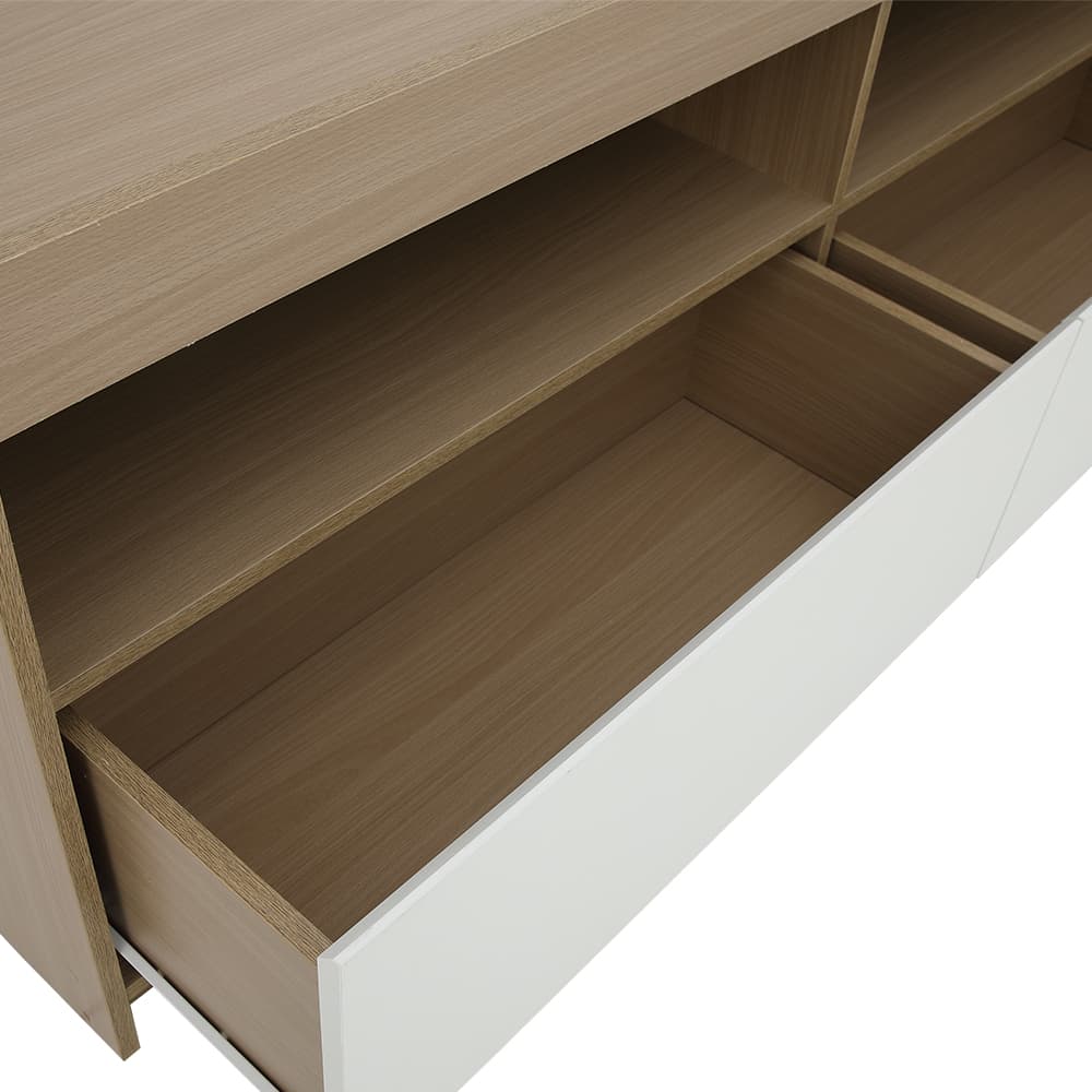 ตู้วางทีวี 2 ลิ้นชัก รุ่นมินิโอ ขนาด 150 ซม. - สีธรรมชาติ/ขาว