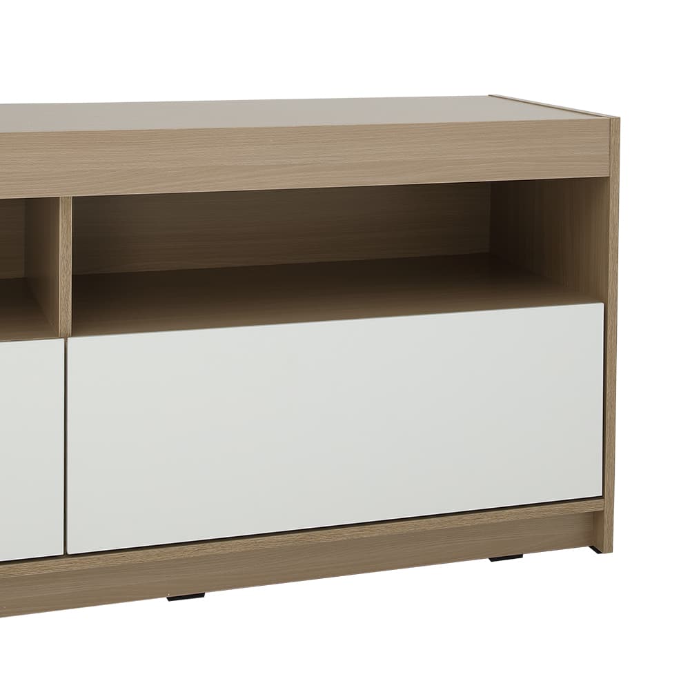 ตู้วางทีวี 2 ลิ้นชัก รุ่นมินิโอ ขนาด 150 ซม. - สีธรรมชาติ/ขาว