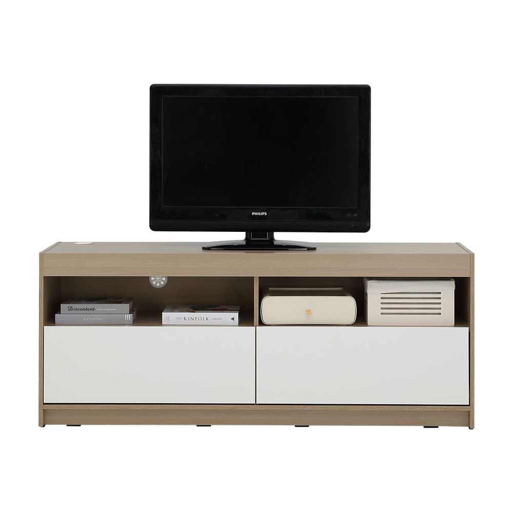 ตู้วางทีวี 2 ลิ้นชัก รุ่นมินิโอ ขนาด 150 ซม. - สีธรรมชาติ/ขาว