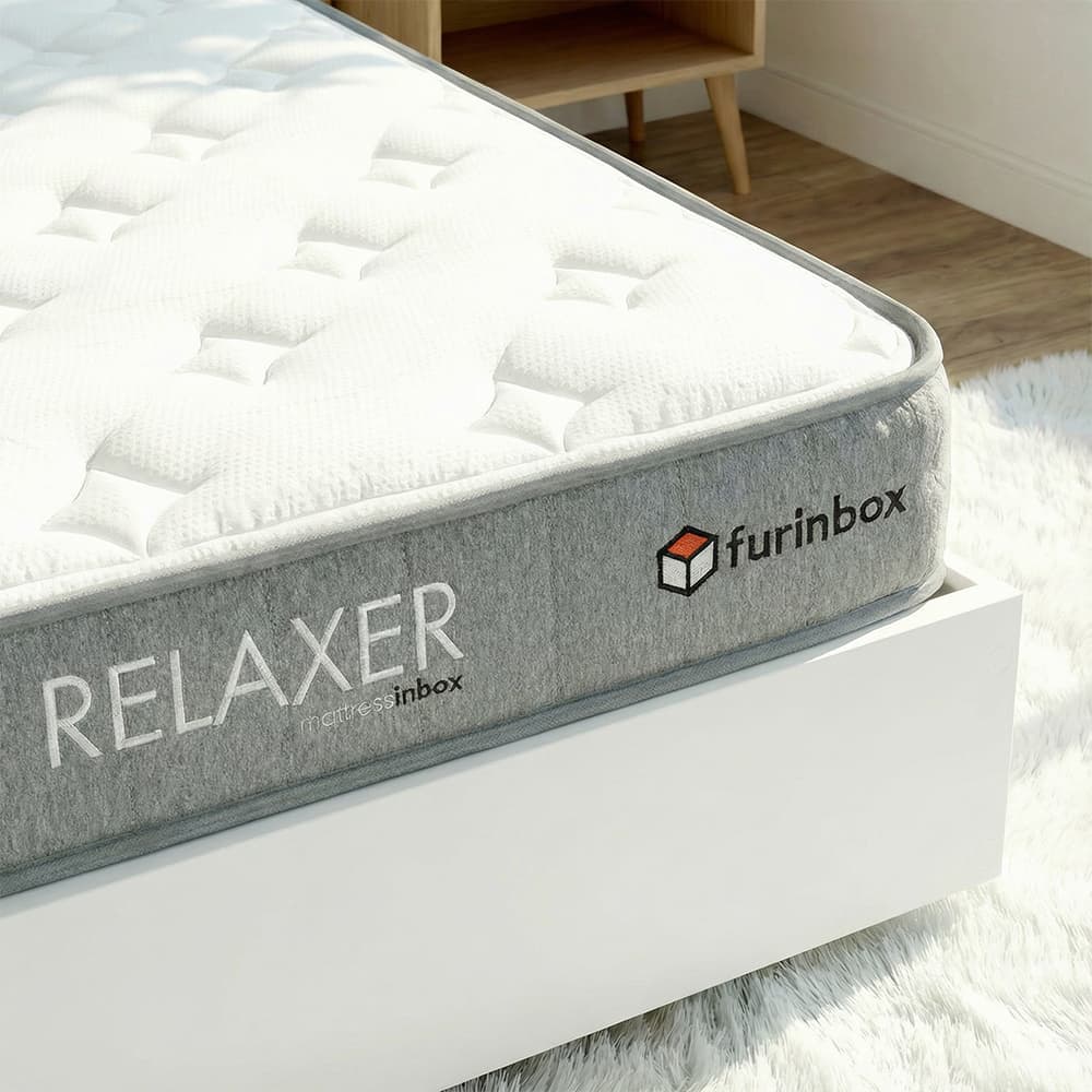 ที่นอน รุ่นรีแล็กเซอร์ ขนาด 3.5 ฟุต หนา 8 นิ้ว พร้อมหมอน 1 ใบ - สีขาว/เทา