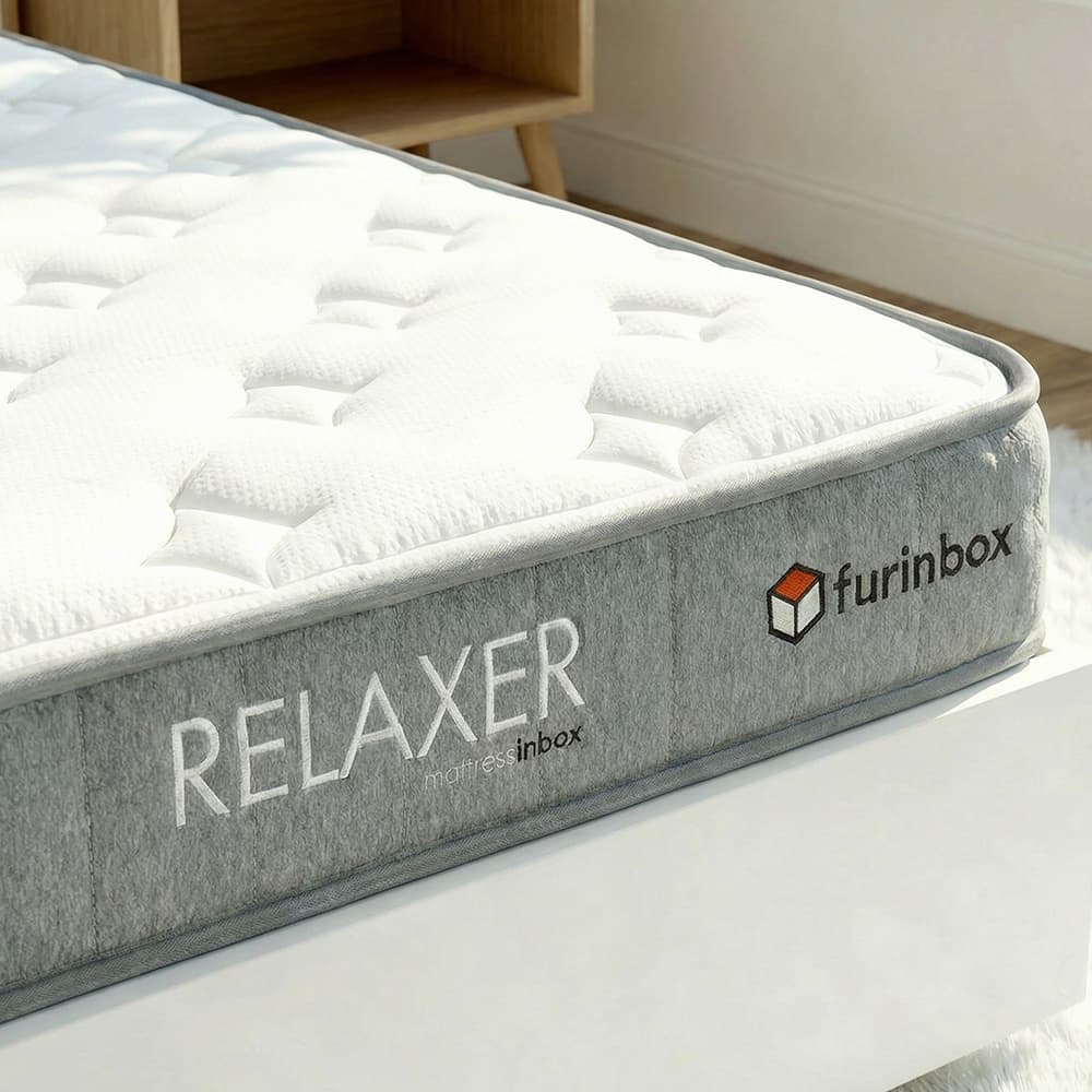 ที่นอน รุ่นรีแล็กเซอร์ ขนาด 3.5 ฟุต หนา 8 นิ้ว พร้อมหมอน 1 ใบ - สีขาว/เทา