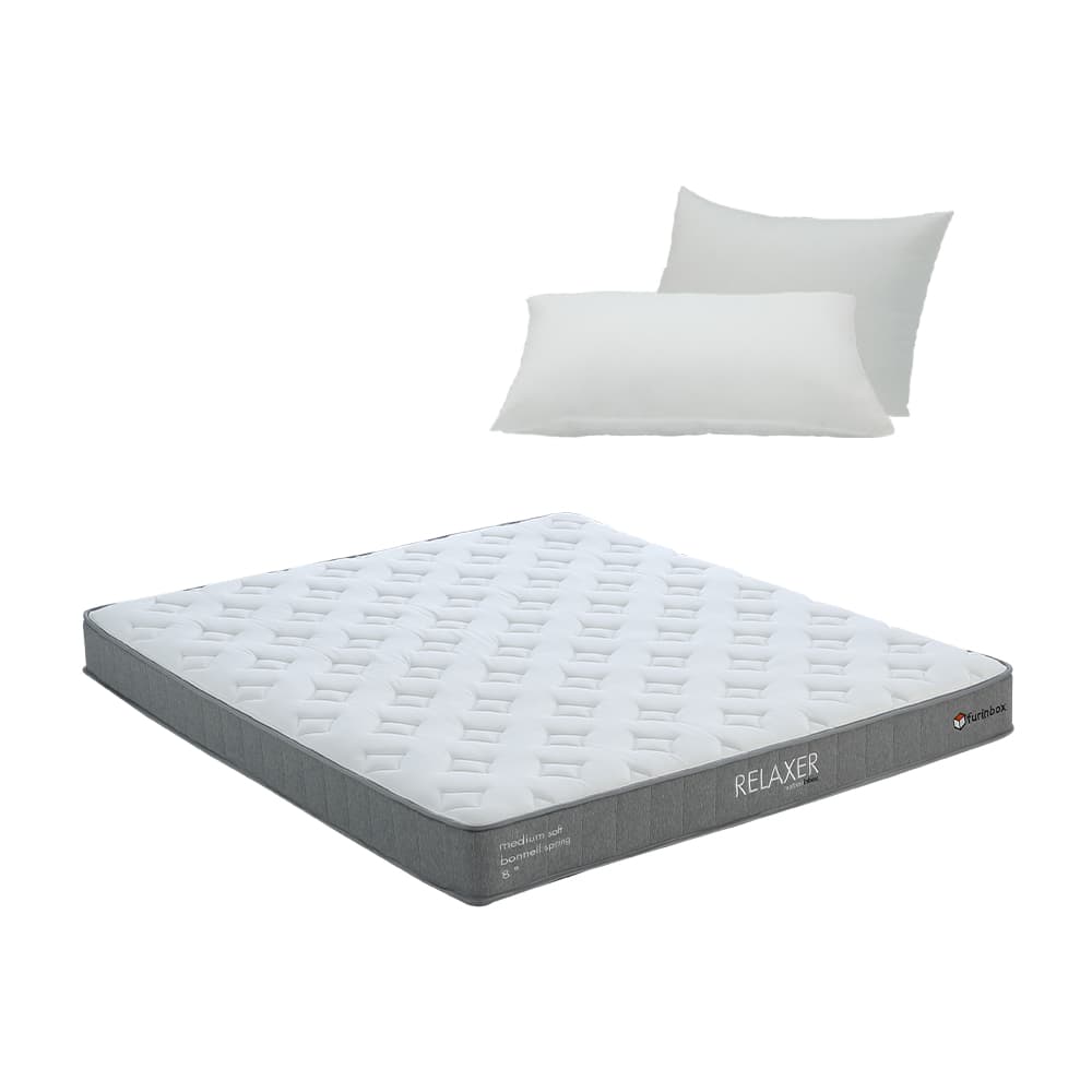ที่นอน รุ่นรีแล็กเซอร์ ขนาด 6 ฟุต หนา 8 นิ้ว พร้อมหมอน 2 ใบ - สีขาว/เทา