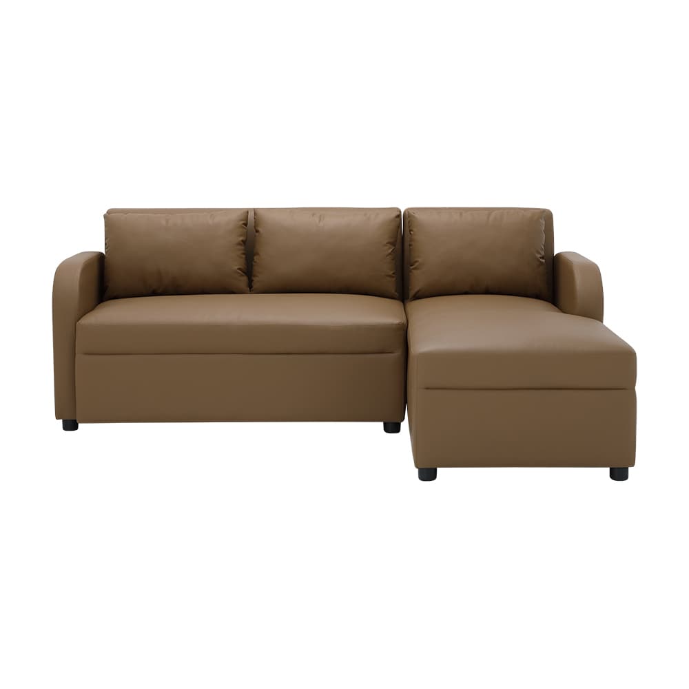 โซฟา PVC L-shape ด้านซ้าย รุ่นเลย์ลา - สีน้ำตาล
