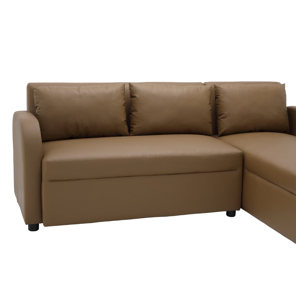 โซฟา PVC L-shape ด้านซ้าย รุ่นเลย์ลา - สีน้ำตาล