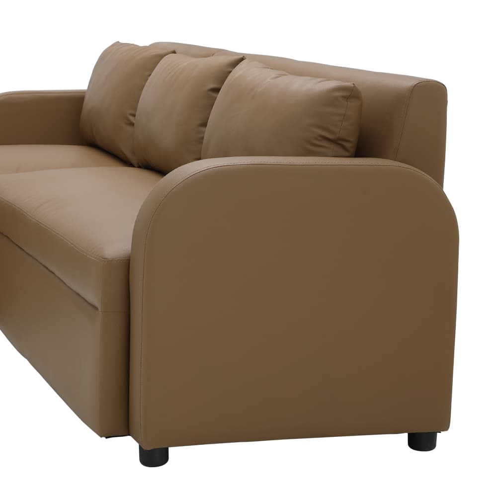 โซฟา PVC L-shape ด้านขวา รุ่นเลย์ลา - สีน้ำตาล