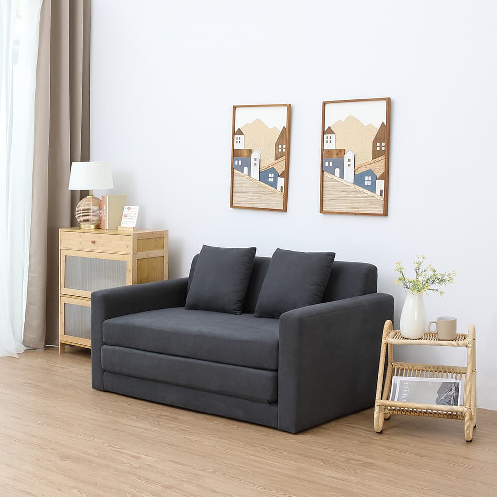 โซฟาผ้าปรับนอน มีที่วางแขน รุ่นจินนี่ - สีเทาเข้ม