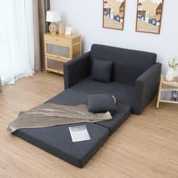 โซฟาผ้าปรับนอน มีที่วางแขน รุ่นจินนี่ - สีเทาเข้ม