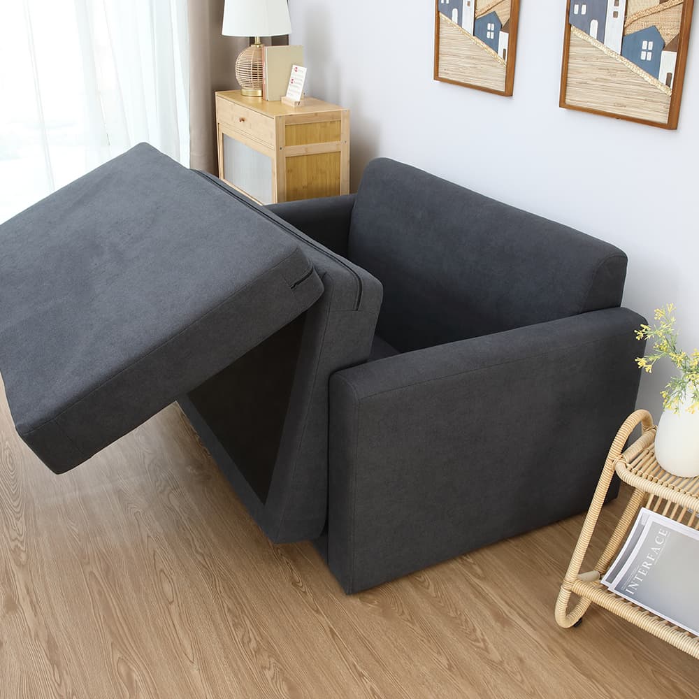 โซฟาผ้าปรับนอน มีที่วางแขน รุ่นจินนี่ - สีเทาเข้ม