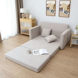 โซฟาผ้าปรับนอน มีที่วางแขน รุ่นจินนี่ - สีครีม